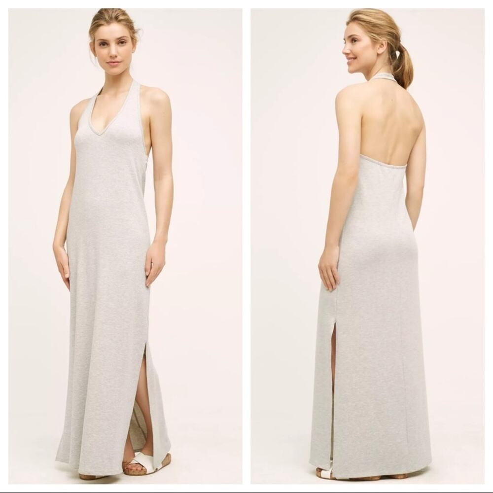 Anthropologie Halter Maxi Dress French Terry sz XS